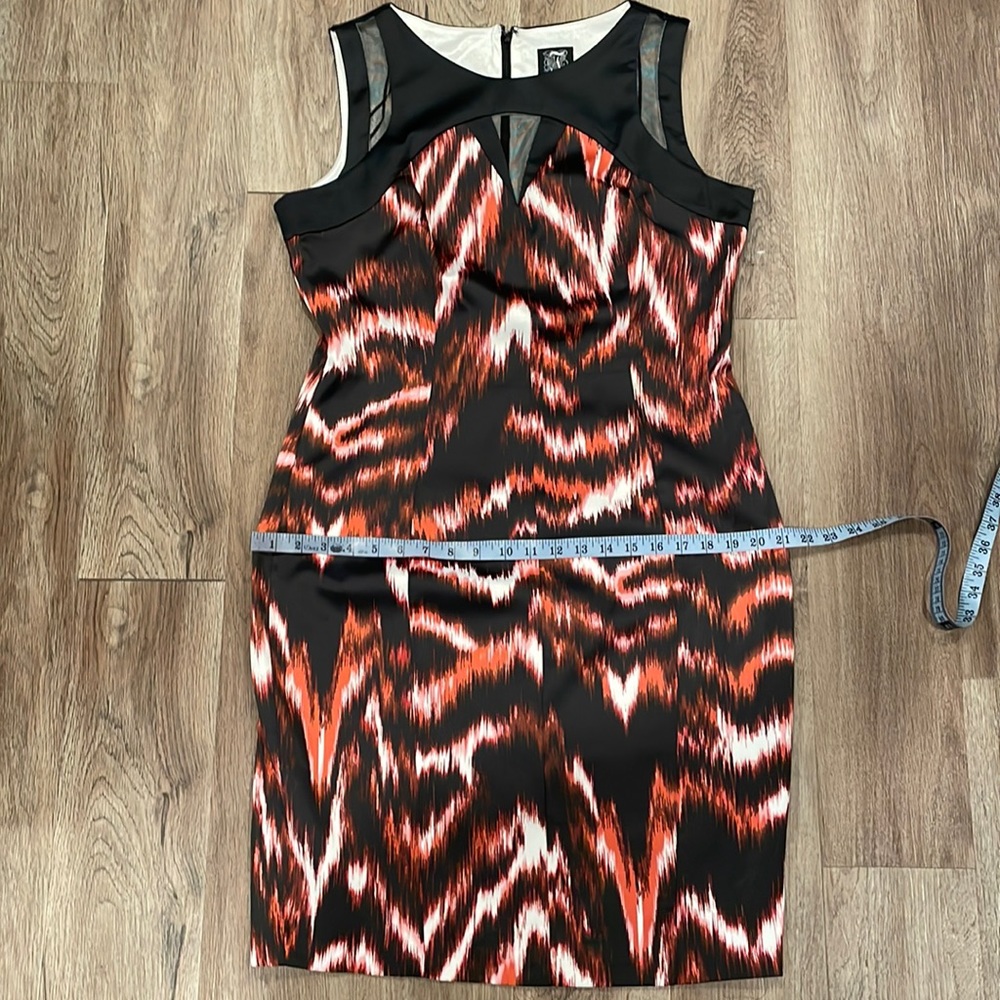 JAX New Black/ Multi Satin Cocktail Dress- Size 14 - Picture 12 of 16